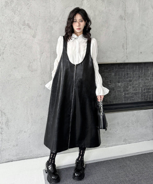 Zip Suspender Dress